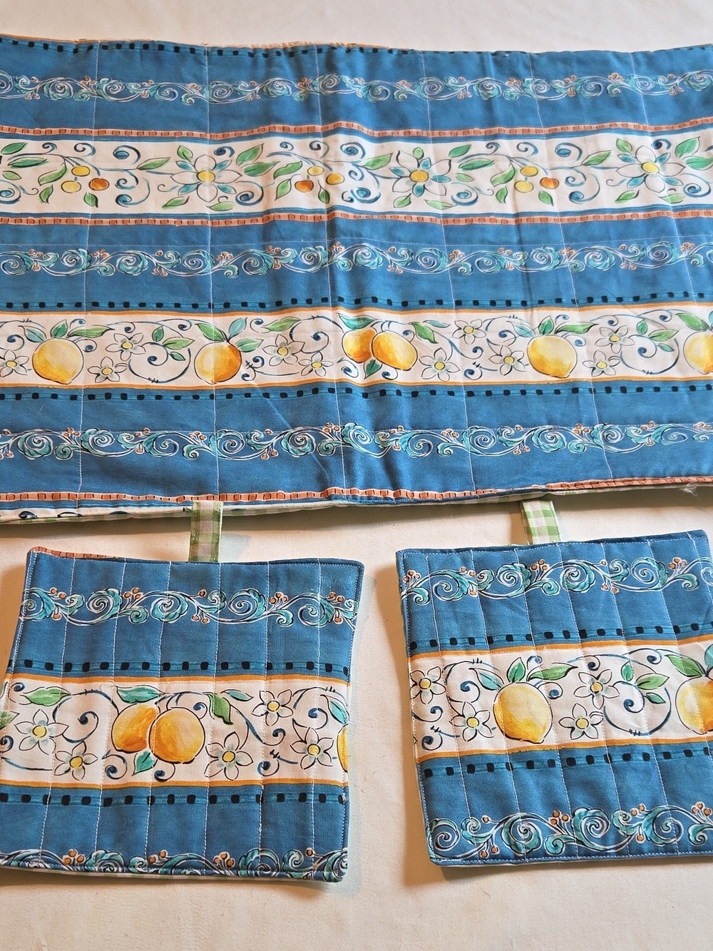 Blue Lemon Print Kitchen Linen Set - Brand: